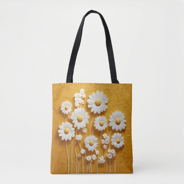 Gult Blommigt Tote Bag Tygkasse (Framsida)