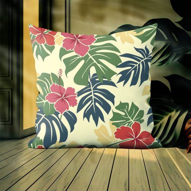 Gult Blommigt Tropical Dekorativ kudde (Skapare uppladdad)