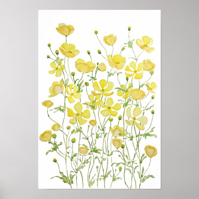 gult: Blommor fält Poster (Framsidan)