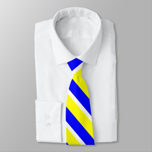 Gult Blue and White Universiteten Rand Tie Slips (Bunden)