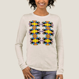 Gult Blue Black Lodrät Mandala Rows-popup T Shirt