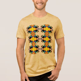 Gult Blue Black Lodrät Mandala Rows-popup T Shirt