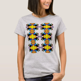 Gult Blue Black Lodrät Mandala Rows-popup T Shirt