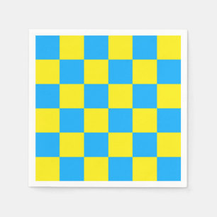Gult Blue Checkered Mönster Pappersservett