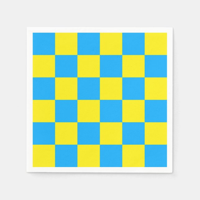 Gult Blue Checkered Mönster Pappersservett (Framsidan)