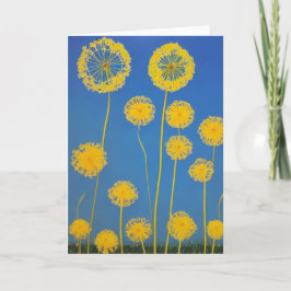 Gult & Blue Dandelion Kort