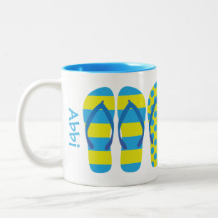 Gult & Blue Flinflip flops Personlig mugg