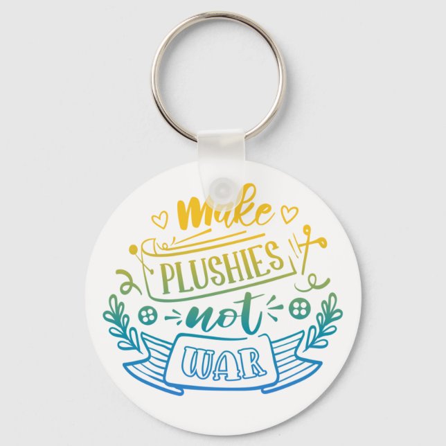 Gult Blue Gradient Peace Quote for plush Makers Nyckelring (Framsida)