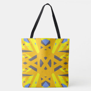 Gult Blue Grått Vibrant Abstrakt Geometric Deco Tygkasse