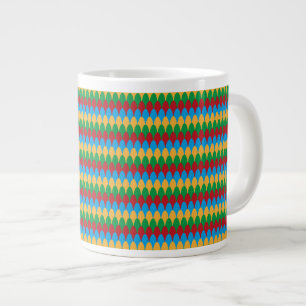 Gult Blue Grönt och Red Geometric Scallops Jumbo Mugg