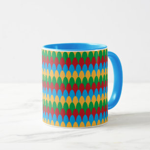Gult Blue Grönt och Red Geometric Scallops Mugg