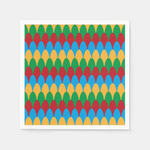 Gult Blue Grönt och Red Geometric Scallops Pappersservett