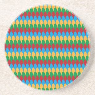 Gult Blue Grönt och Red Geometric Scallops Underlägg Sandsten