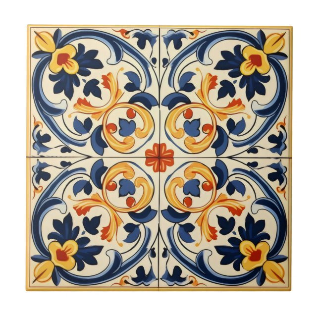 Gult Blue Italy Tile Kakelplatta (Framsidan)
