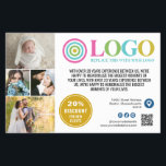 Gult Blue Logotyp Photos Promo Small Business Flygblad<br><div class="desc">Blå och gult marknadsföring-flygare för personligen för små företag med logotyp, foton, QR-kod och anpassningsbar. Personlig-reklamflygare för ditt småföretag, kanske fotografi, landskapsvård, skönhet, hälsa och mycket annat. Lägg till foton, adress, social-media, mobilt nummer och all information som dina framtida kunder och kunder kan behöva. Generiskt vita marknadsföring-flygare personlig med anpassningsbar,...</div>