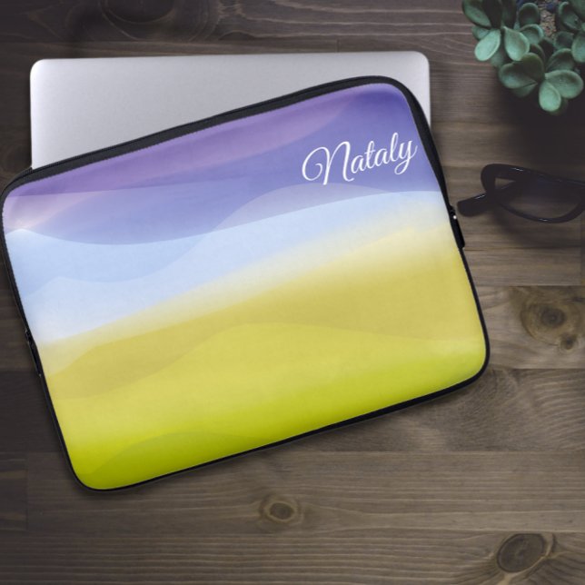 Gult blue minimalist med namn Electronics Bag Laptop Fodral (Skapare uppladdad)