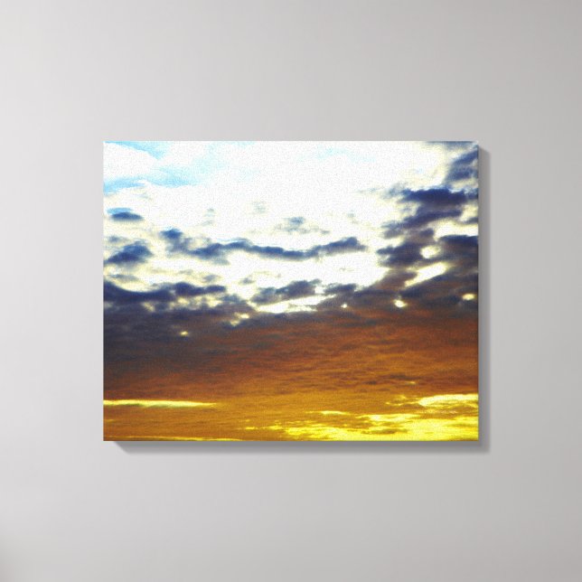 Gult Blue Moody Sunset med moln Canvastryck (Framsida)