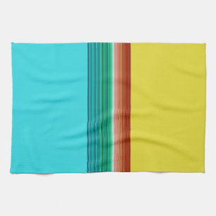 Gult Blue Multifärgad Stripe Mönster Kökshandduk