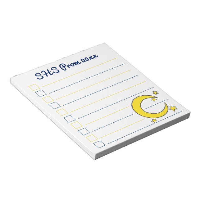 Gult Blue Night Himlar Crescent Måne Stars Prom Anteckningsblock (Vinklad)