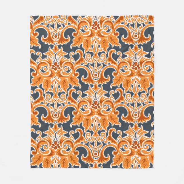 Gult blue Ornament Seamless Background Patternab Fleecefilt (Framsidan)