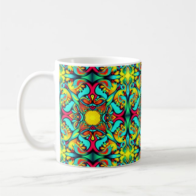 Gult Blue Patterned Coffee Mugg (Vänster)