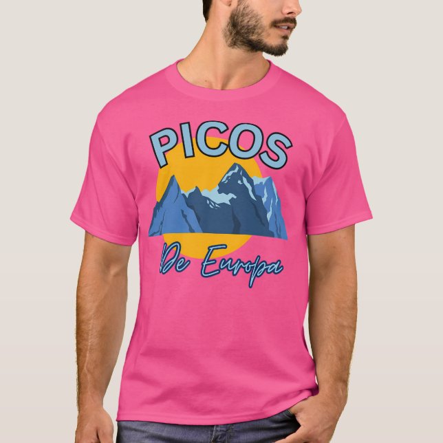 Gult Blue Picos de Europa peaks of Europe Mounta T Shirt (Framsida)