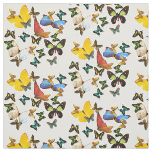 Gult Blue Red Butterflies Skriv ut Mönster Fabric Tyg