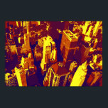 Gult Blue Retro Pop Art NYC Tak Poster<br><div class="desc">Gult Brown Blue Retro New York City Midtown Old Stil Image - Gamla Vintagen Stil New York Artworks</div>