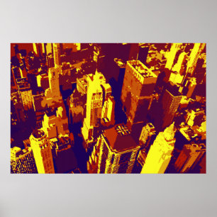 Gult Blue Retro Pop Art NYC Tak Poster