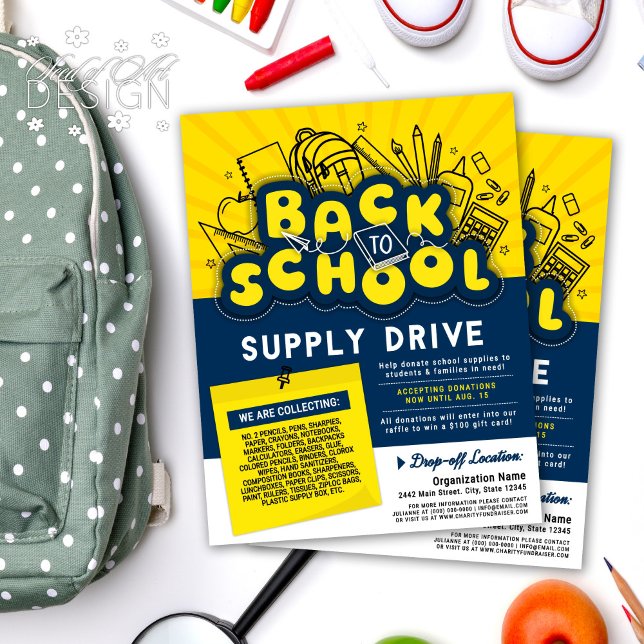 Gult & Blue Roligt Back to school Supportenhet AD Reklamblad (Skapare uppladdad)