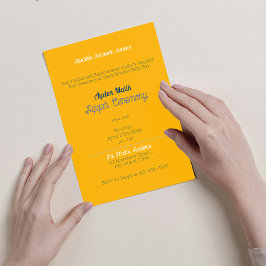 Gult Blue Solid Färg Plain, Aqiqah Baby Shower Inbjudningar