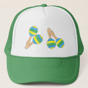 Gult Blue Stripe Maracas Fiesta Music Party Keps