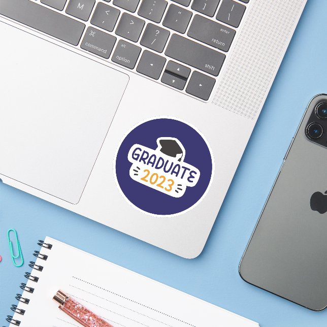 Gult Blue Student Studenten Sticker Klistermärken (Laptop med iPhone)