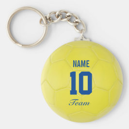 Gult Blue Team Occer Ball Personlig Namn Nyckelring