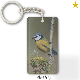 Gult Blue Tit Bird Painting Initialer Birdwatch