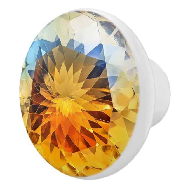 Gult Blue Topaz Crystal Mönster Knopp (Höger)