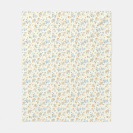 Gult Blue Vintage Wildblomma Mönster Fleecefilt