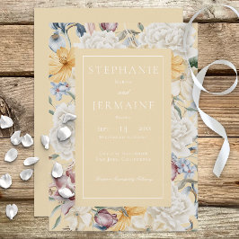 Gult Blue & White-Blommigt för inbjudan till Gult