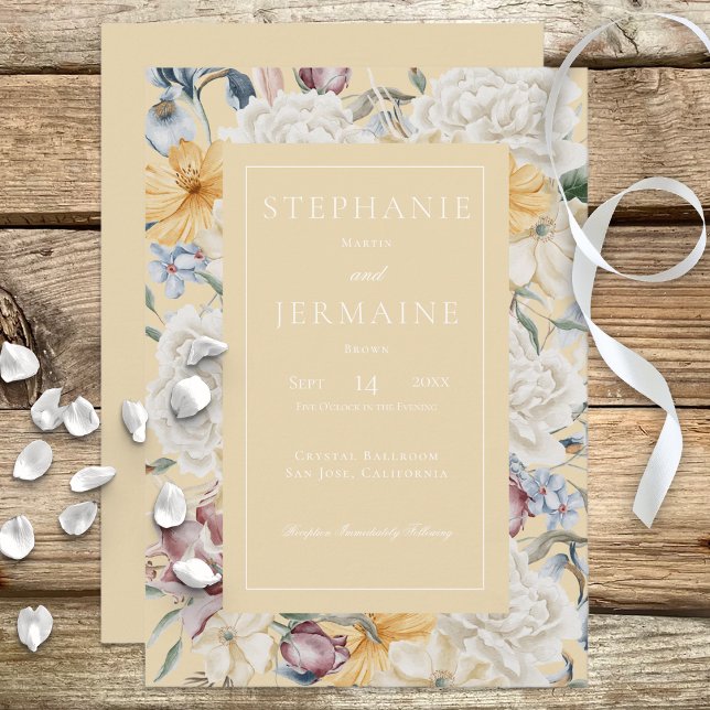 Gult Blue & White-Blommigt för inbjudan till Gult (Skapare uppladdad)