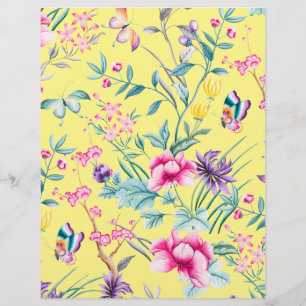 Gult Bohemian Blommönster Scrapbook Papper