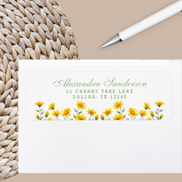 Gult Boho Blommigt Wildblomma Returadress Returadress Etikett