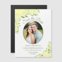 Gult Boho-Blommigten Spara datumoval - fotonät