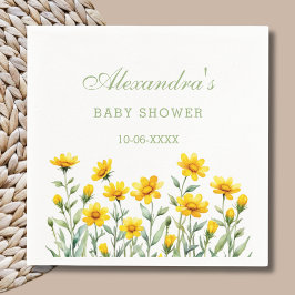Gult Boho Chic WildblomBaby Shower Pappersservett