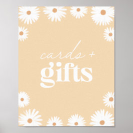 Gult Boho Daisy Baby Shower-kort och gåvor Poster