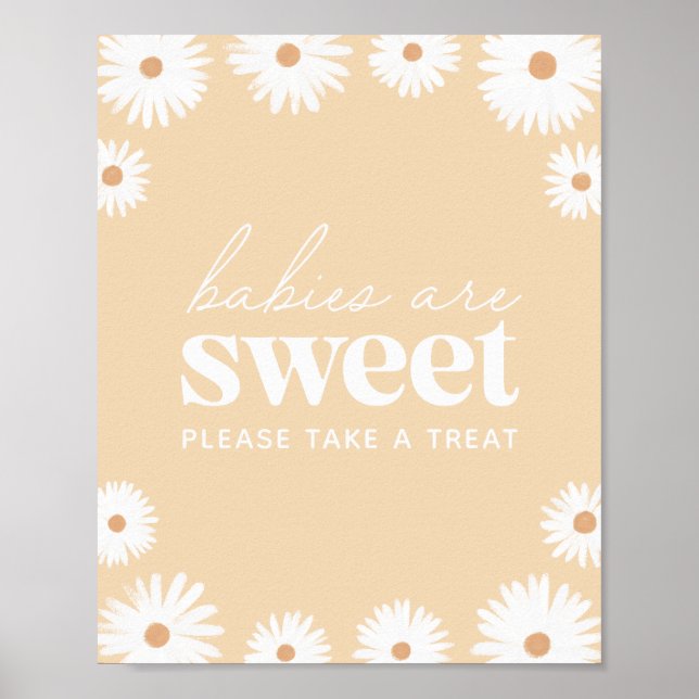 Gult Boho Daisy Baby Shower Spädbarn är Sweet Poster (Framsidan)