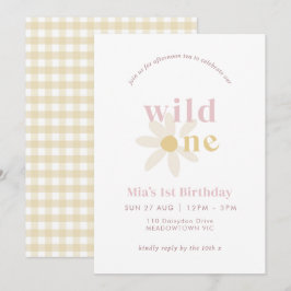 Gult  Boho Daisy Blommigt Första födelsedag Inbjudningar