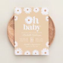 Gult Boho Daisy Blommigt Girl Baby Shower