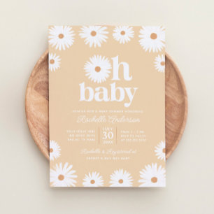 Gult Boho Daisy Blommigt Girl Baby Shower Inbjudningar