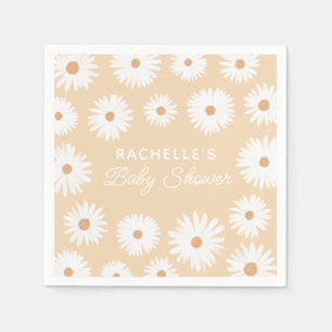 Gult Boho Daisy Blommigt Girl Baby Shower Pappersservett