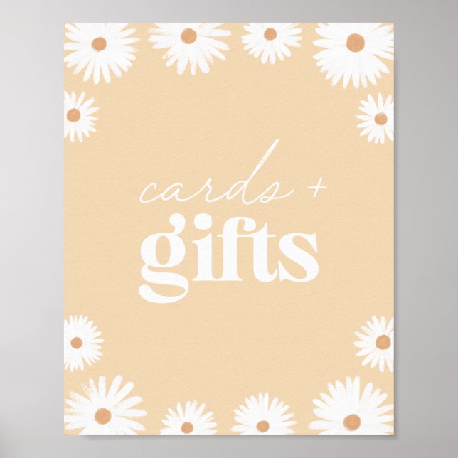 Gult Boho Daisy Födelsedagsfest Cards och presente Poster (Framsidan)